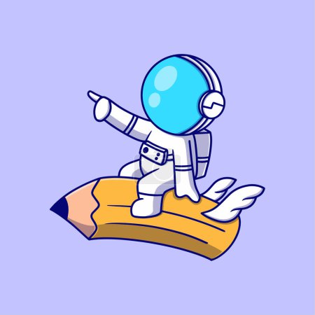 Ilustración de Lindo astronauta librado lápiz icono ilustración. el concepto de diseño plano para la educación - Imagen libre de derechos