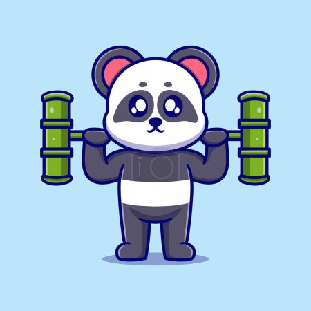 Illustration for Cute Panda Gym Cartoon Vector Icon Illustration. Animal Nature Icon Concept Isolated Premium Vector. Flat Cartoon Style - Royalty Free Image