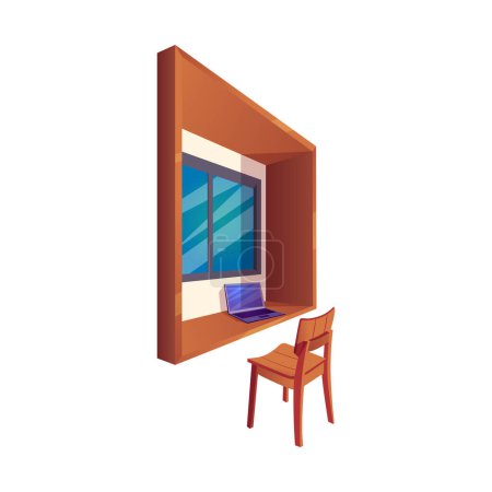 Illustration for Living room furniture  vintage lounge interior wooden table illustration vector - Royalty Free Image