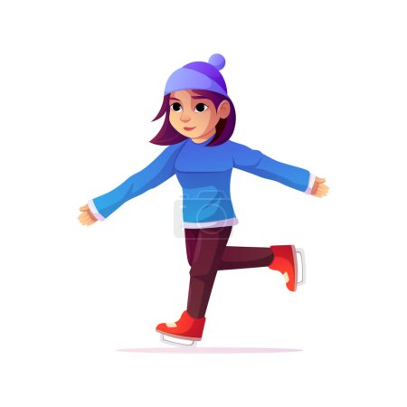 Illustration for Women engage in winter sports. Happy women in warm clothes riding snowboards, walking by skis, and skates. Cartoon characters wintertime season active recreation, activity entertainment - Royalty Free Image