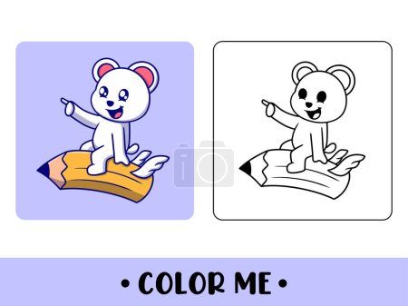 Téléchargez les illustrations : Livre à colorier ours blanc. Mignon personnage de dessin animé. éducation pour les enfants - en licence libre de droit