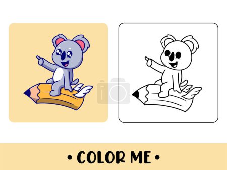 Ilustración de Libro para colorear koala oso. Lindo personaje de dibujos animados. educación para niños - Imagen libre de derechos
