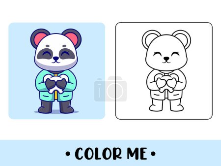 Illustration for Coloring book panda doctor. Cute cartoon character. education for kids - Royalty Free Image