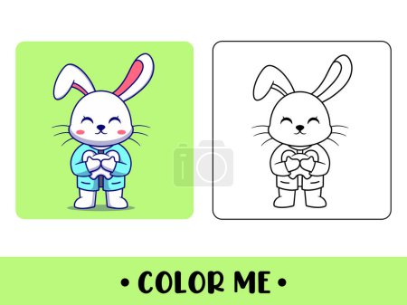 Téléchargez les illustrations : Livre à colorier lapin médecin. Mignon personnage de dessin animé. éducation pour les enfants - en licence libre de droit