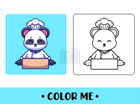 Téléchargez les illustrations : Livre à colorier ours panda. Mignon personnage de dessin animé. éducation pour les enfants - en licence libre de droit