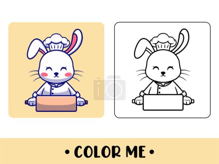 Téléchargez les illustrations : Livre à colorier lapin. Mignon personnage de dessin animé. éducation pour les enfants - en licence libre de droit
