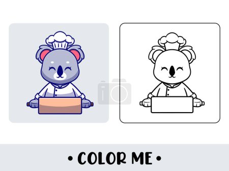 Illustration for Coloring book koala bear. Cute cartoon character. education for kids - Royalty Free Image