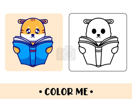 Illustration for Coloring book tiger. Cute cartoon character. education for kids - Royalty Free Image