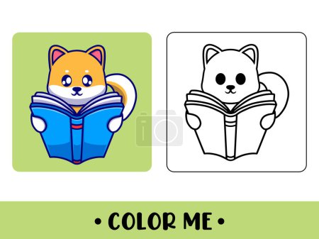Illustration for Coloring book shiba inu. Cute cartoon character. education for kids - Royalty Free Image