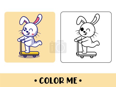 Illustration for Vector coloring book or page for kids. cute bunny black and white illustration - Royalty Free Image