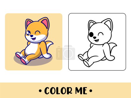 Ilustración de Libro para colorear lindo animal para la educación. lindo gato negro y blanco ilustración - Imagen libre de derechos