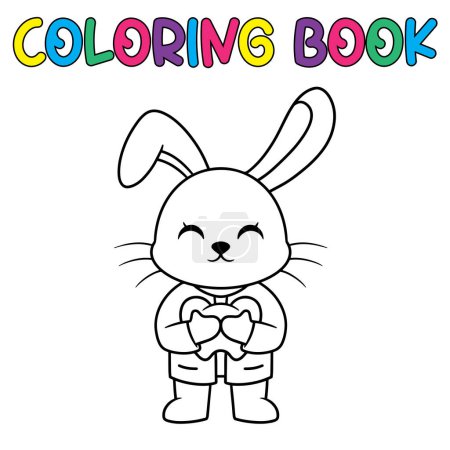 Téléchargez les illustrations : Livre de coloriage mignon docteur lapin - illustration vectorielle. - en licence libre de droit