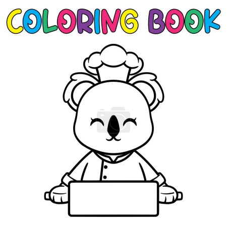 Illustration for Coloring book cute chef koala bear - vector - Royalty Free Image