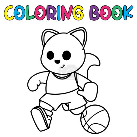 Ilustración de Libro para colorear lindo perro jugando baloncesto - vector - Imagen libre de derechos