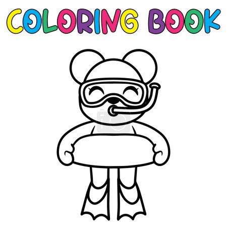 Illustration for Coloring book cute panda bear - vector illustration. - Royalty Free Image