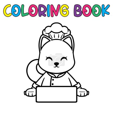 Illustration for Coloring book cute chef dog - vector illustration. - Royalty Free Image
