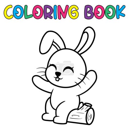 Ilustración de Libro para colorear lindo conejito - ilustración vectorial. - Imagen libre de derechos