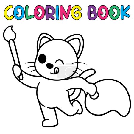 Téléchargez les illustrations : Livre à colorier artiste chat - illustration vectorielle. - en licence libre de droit