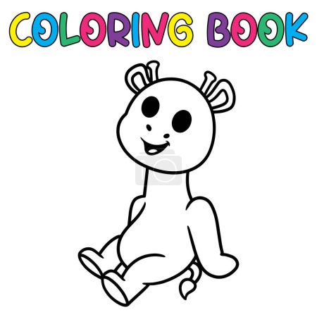 Téléchargez les illustrations : Livre à colorier girafe mignonne illustration vectorielle. - en licence libre de droit