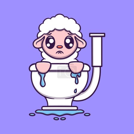 Illustration for Cute lamb inside closed cartoon vector icon illustration - Royalty Free Image