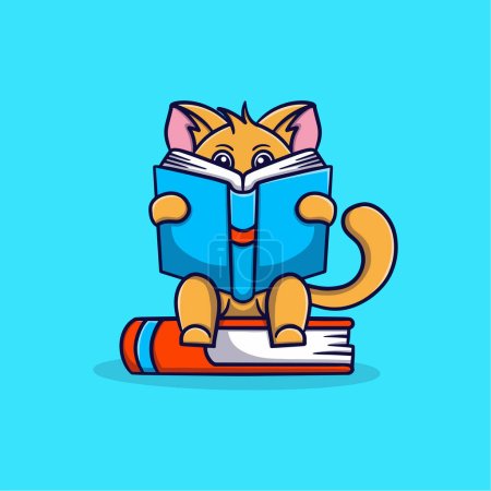 Ilustración de Lindo gato lectura vector icono ilustración - Imagen libre de derechos