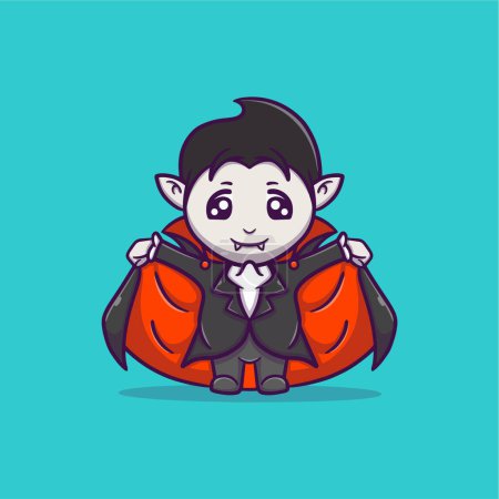 Téléchargez les illustrations : Illustration d'icône vectorielle Dracula mignon - en licence libre de droit