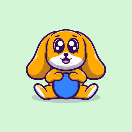 Ilustración de Lindo perro con bola vector icono ilustración - Imagen libre de derechos