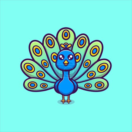 Illustration for Cute peacock vector icon illustration - Royalty Free Image