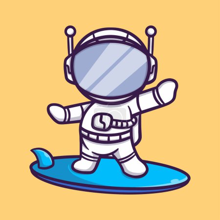 Téléchargez les illustrations : Illustration vectorielle de dessin animé astronaute mignon - en licence libre de droit