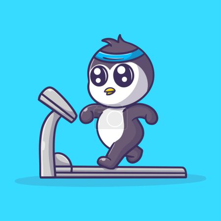 Téléchargez les illustrations : Mignon pingouin faire gymnase dessin animé vecteur icône illustration activités sportives - en licence libre de droit