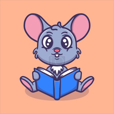 Téléchargez les illustrations : Mignon dessin animé souris vecteur icône illustration - en licence libre de droit