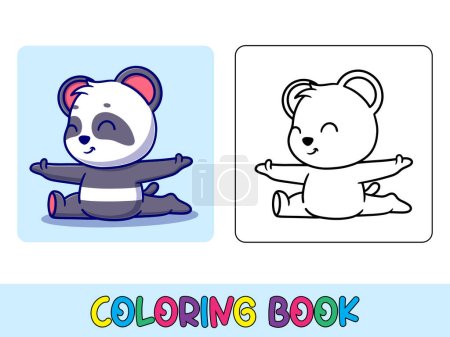 Téléchargez les illustrations : Livre de coloriage vectoriel activité animale. Livre à colorier animal mignon pour l'éducation ours panda mignon illustration noir et blanc - en licence libre de droit