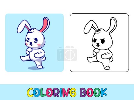 Illustration for Vector coloring book animal activity. Coloring book cute animal for education cute rabbit black and white illustration - Royalty Free Image