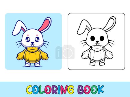 Ilustración de Libro de vectores para colorear actividad animal. Libro para colorear animal lindo para la educación conejo lindo ilustración en blanco y negro - Imagen libre de derechos