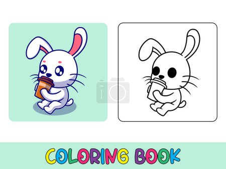 Illustration for Vector coloring book animal activity. Coloring book cute animal for education cute rabbit black and white illustration - Royalty Free Image