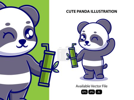 Téléchargez les illustrations : Vecteur mignon panda ours dessin animé vecteur icône illustration. animal nature icône concept isolé prime vecteur. - en licence libre de droit