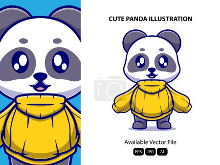 Illustration for Vector cute panda bear cartoon vector icon illustration. animal nature icon concept isolated premium vector. - Royalty Free Image