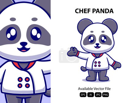 Illustration for Vector cute chef panda cartoon vector icon illustration. animal nature icon concept isolated premium vector. - Royalty Free Image
