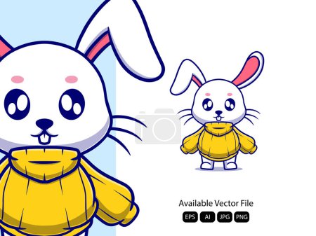 Illustration for Vector cute bunny with jacket cartoon vector icon illustration. animal nature icon concept isolated premium vector. - Royalty Free Image