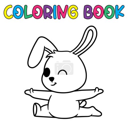 Ilustración de Libro para colorear animal lindo para la educación conejito lindo ilustración en blanco y negro - Imagen libre de derechos