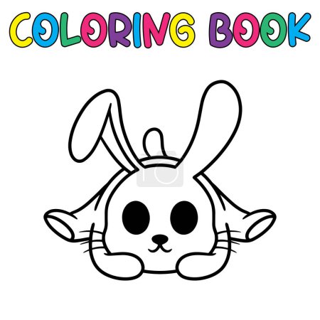 Illustration for Coloring book cute animal for education cute bunny black and white illustration - Royalty Free Image