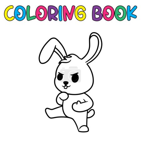 Ilustración de Libro para colorear animal lindo para la educación conejito lindo ilustración en blanco y negro - Imagen libre de derechos