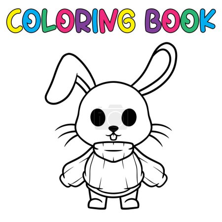 Illustration for Vector coloring book animal activity. Coloring book cute animal for education cute bunny black and white illustration - Royalty Free Image