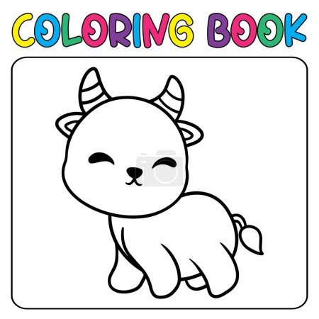 Illustration for Vector coloring book animal activity. Coloring book cute animal for education cute goat black and white illustration - Royalty Free Image