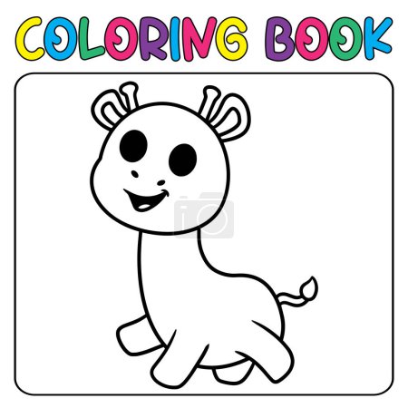 Ilustración de Libro de vectores para colorear actividad animal. Libro para colorear animal lindo para la educación jirafa linda ilustración en blanco y negro - Imagen libre de derechos