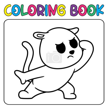 Ilustración de Libro de vectores para colorear actividad animal. Libro para colorear animal lindo para la educación tigre lindo ilustración en blanco y negro - Imagen libre de derechos