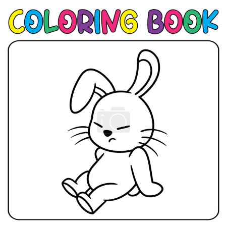 Ilustración de Libro de vectores para colorear actividad animal. Libro para colorear animal lindo para la educación conejito lindo ilustración en blanco y negro - Imagen libre de derechos