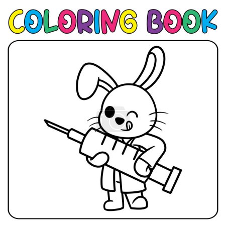 Illustration for Vector hand-drawn kawaii bunny coloring book illustration - Royalty Free Image