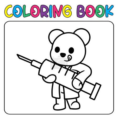 Illustration for Vector hand-drawn kawaii panda bear coloring book illustration - Royalty Free Image