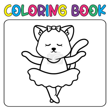 Illustration for Vector dancing cat for children's coloring page vector icon illustration - Royalty Free Image